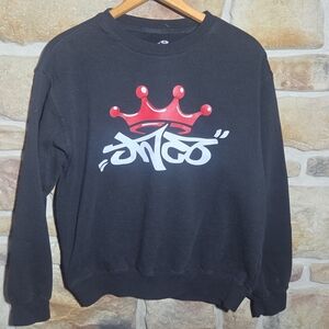 JNCO Jeans Crown Logo Crewneck Sweatshirt - Black & Red Graffiti - Men’s Small